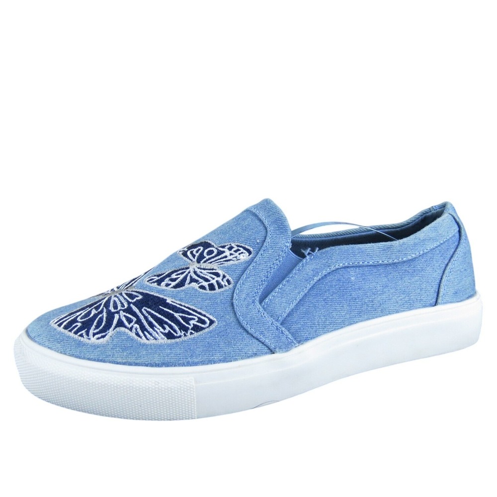 Comfortview Women's Skyla Loafer‎ Blue Fabric Sz 10 Medium Gently Used 2025